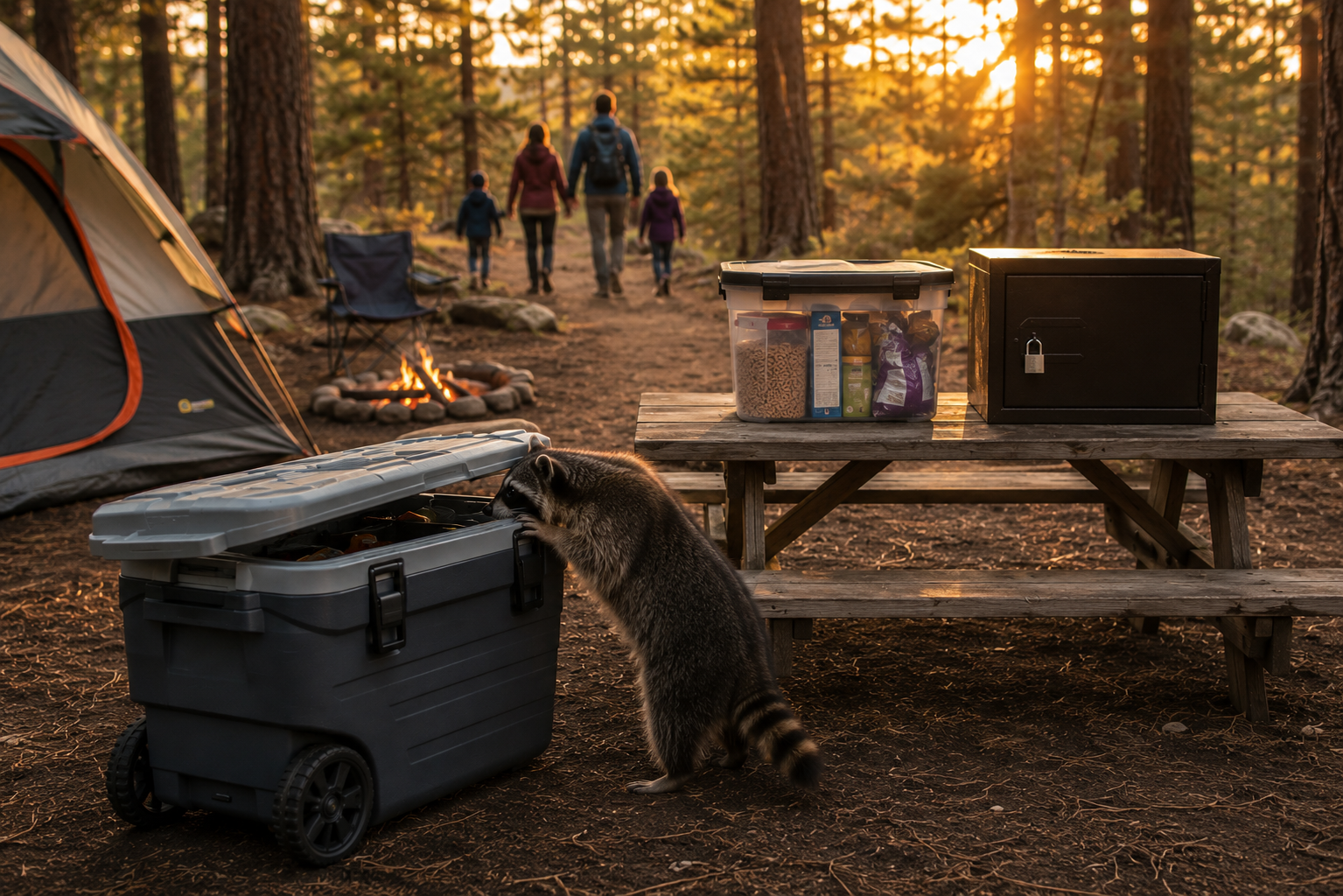 Best Food Storage for Family Car Camping: What Goes in the Cooler, the Camp Pantry, and When Wildlife Rules Change the Answer